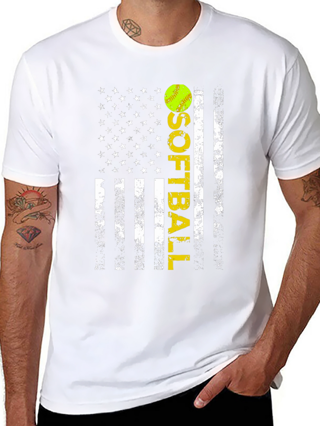 Softball American Flag T-Shirt
