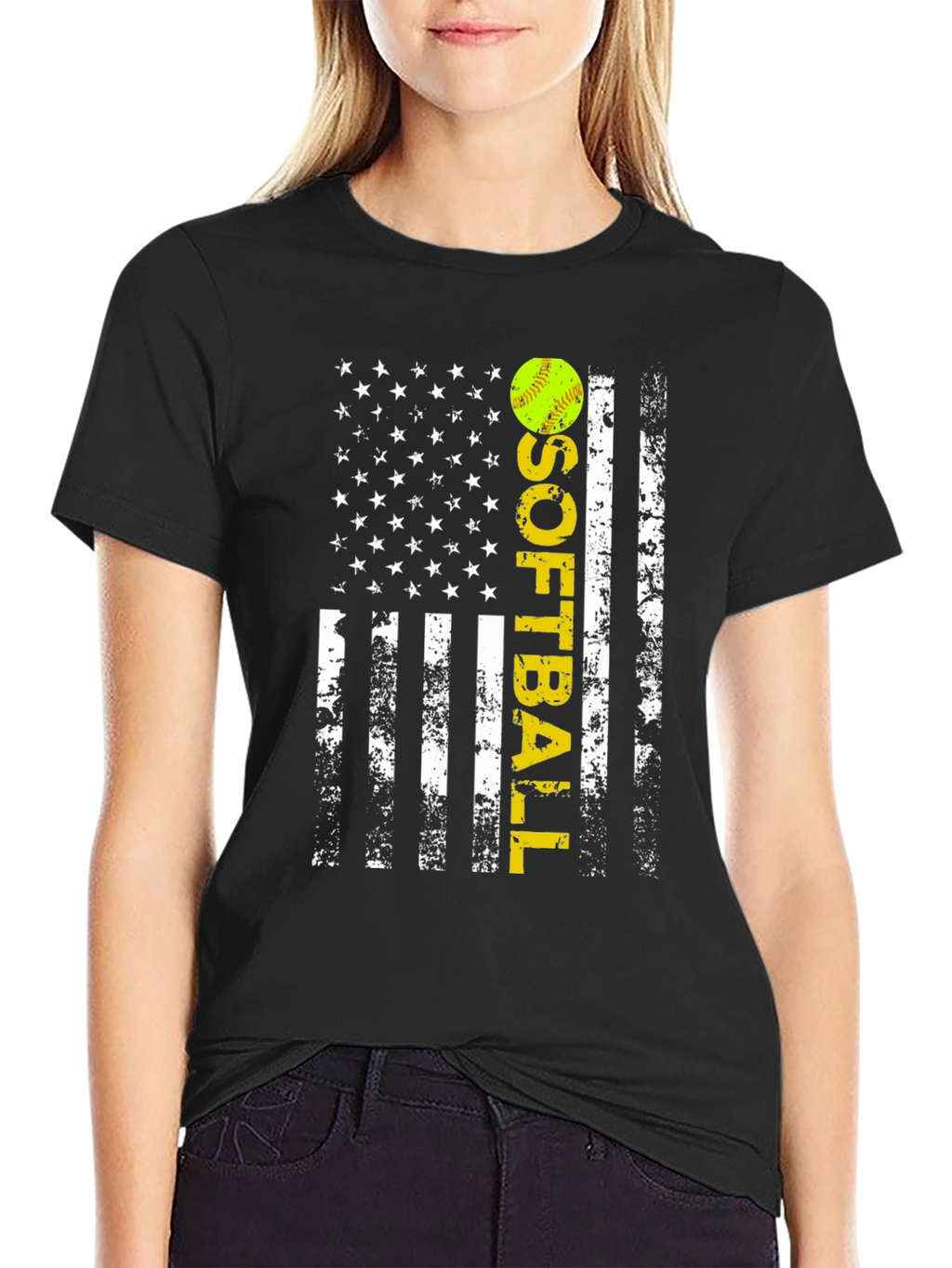 Softball American Flag T-Shirt