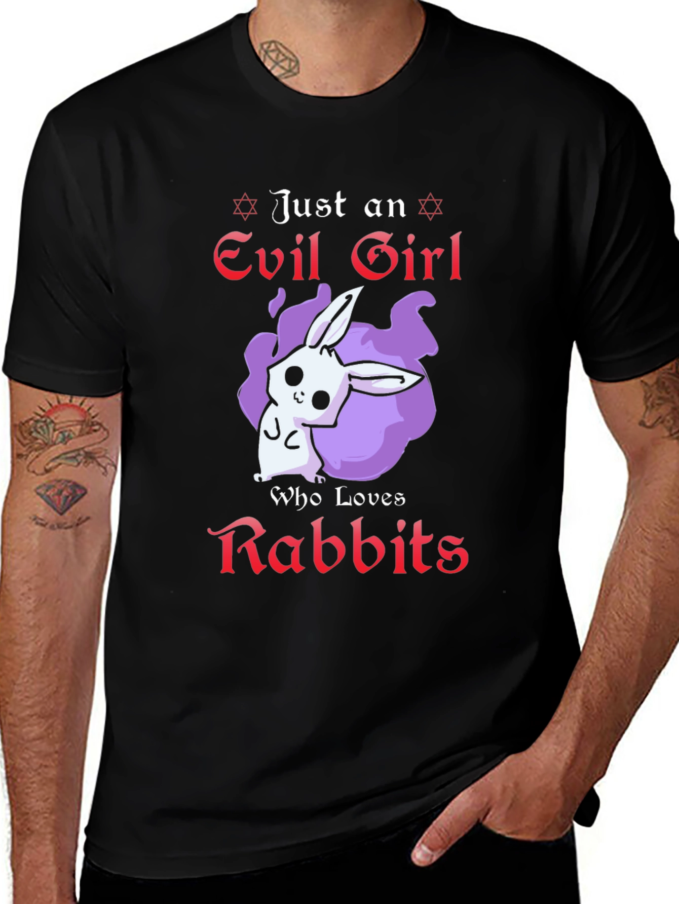 Evil Girl Loves Rabbits T-Shirt - Black