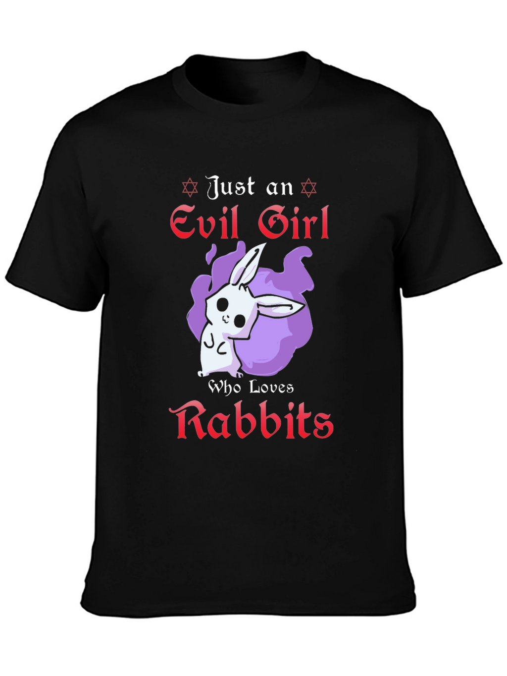 Evil Girl Loves Rabbits T-Shirt - Black