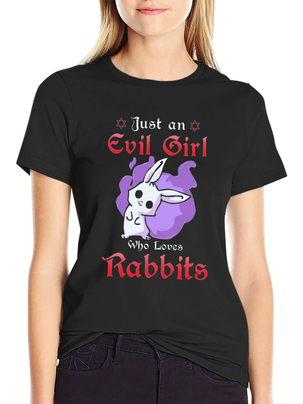 Evil Girl Loves Rabbits T-Shirt - Black