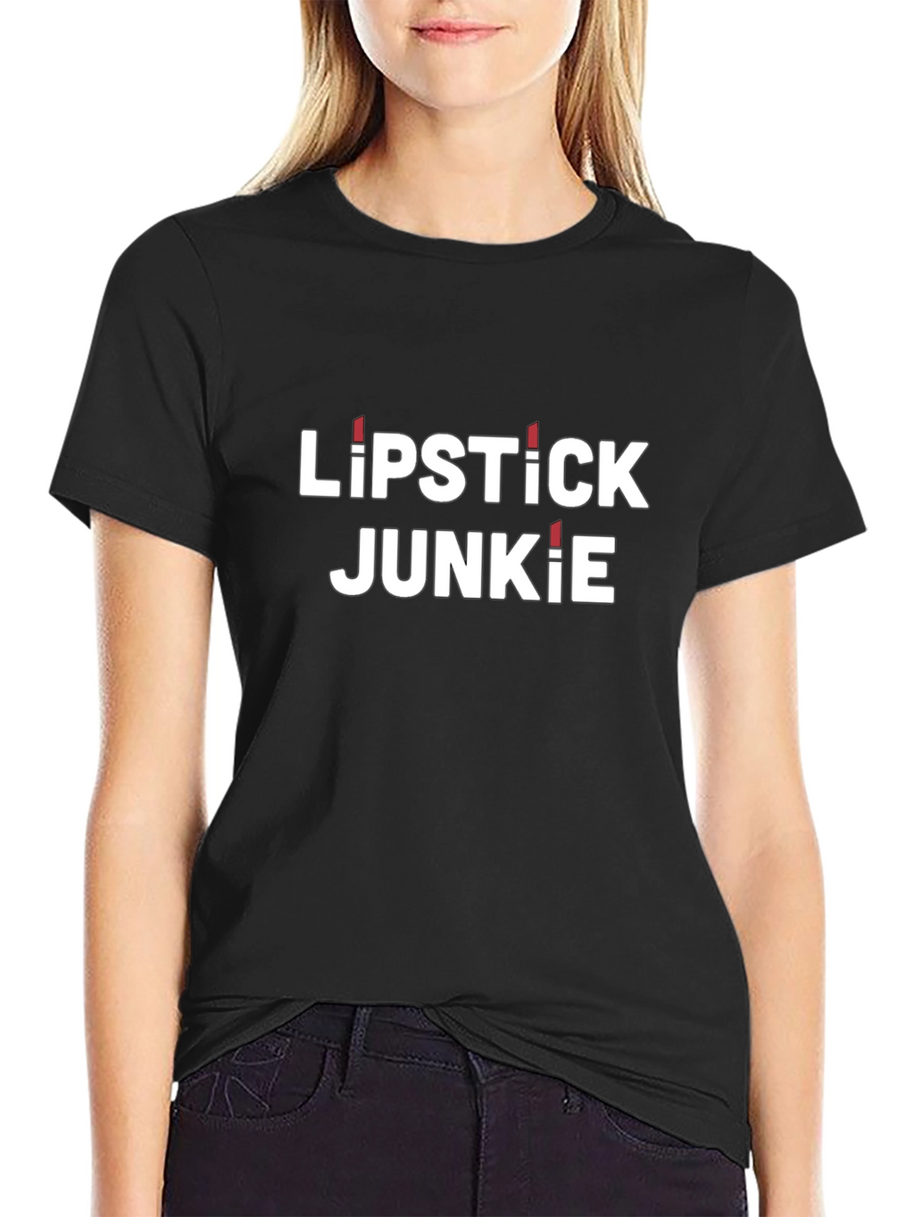 Lipstick Junkie Black Graphic Tee