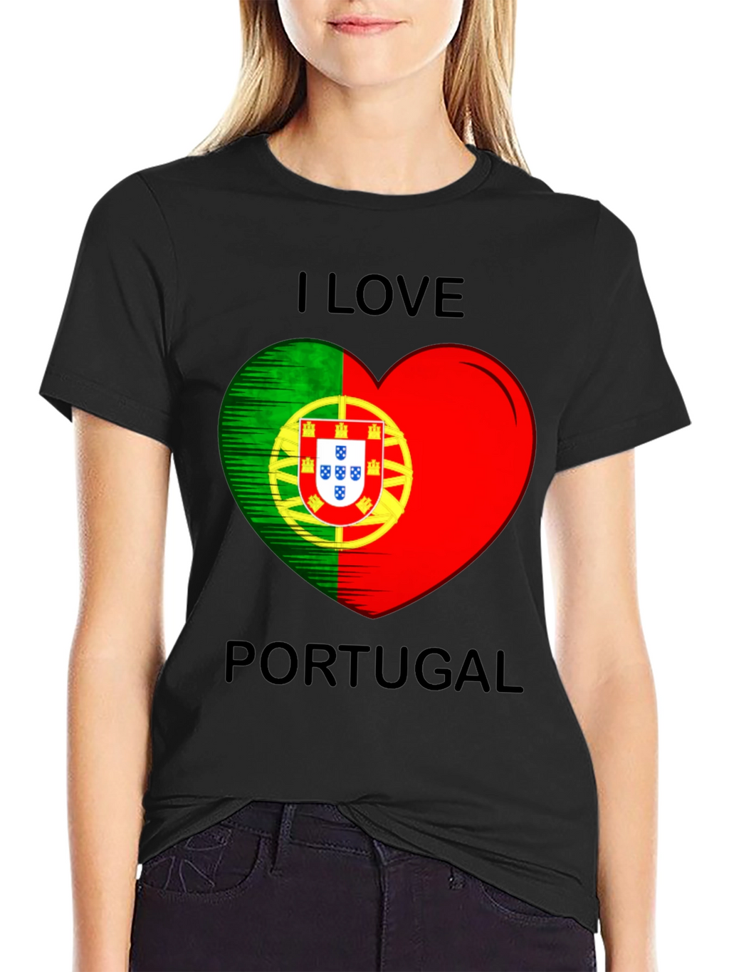I Love Portugal Heart Flag Graphic T-Shirt