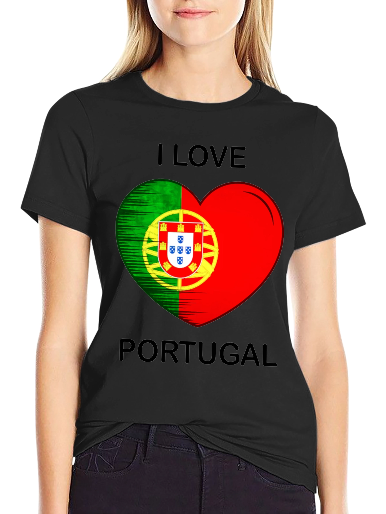 I Love Portugal Heart Flag Graphic T-Shirt