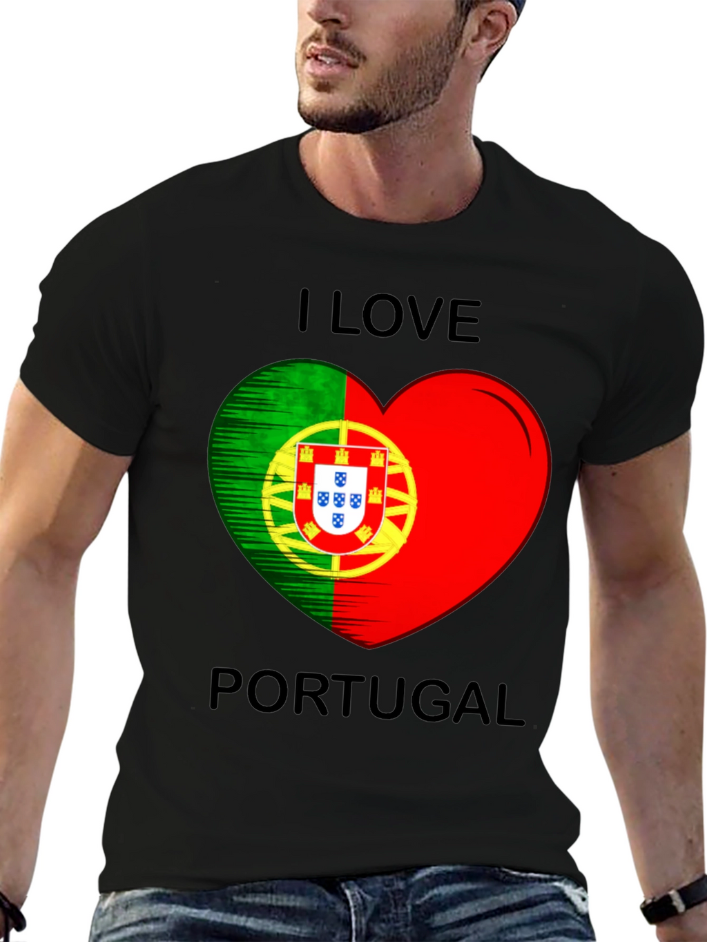 I Love Portugal Heart Flag Graphic T-Shirt