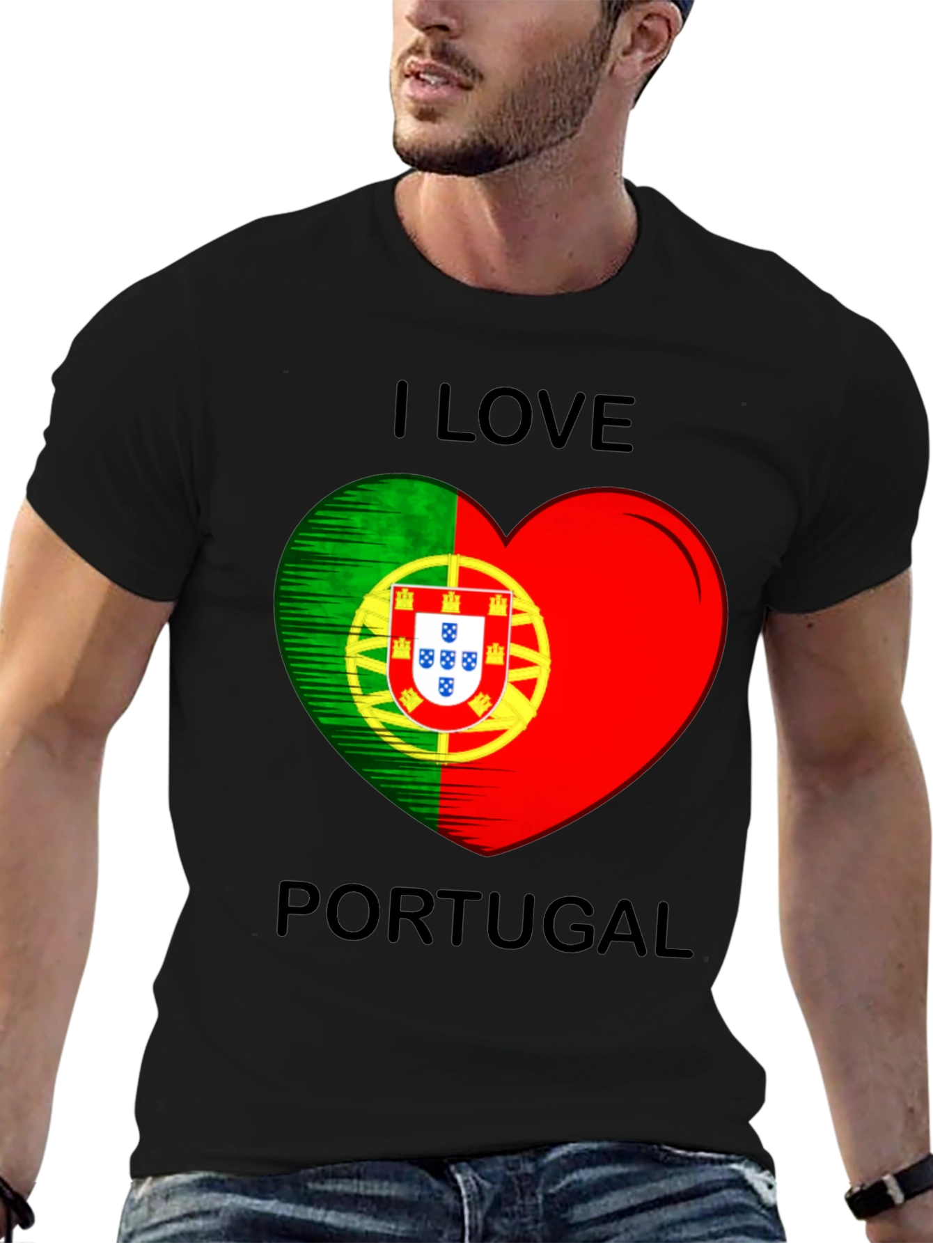 I Love Portugal Heart Flag Graphic T-Shirt