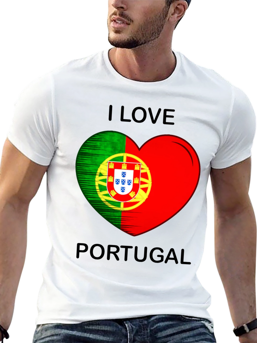 I Love Portugal Heart Flag Graphic T-Shirt