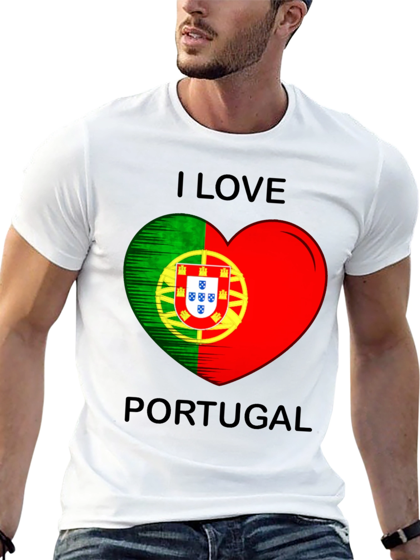 I Love Portugal Heart Flag Graphic T-Shirt