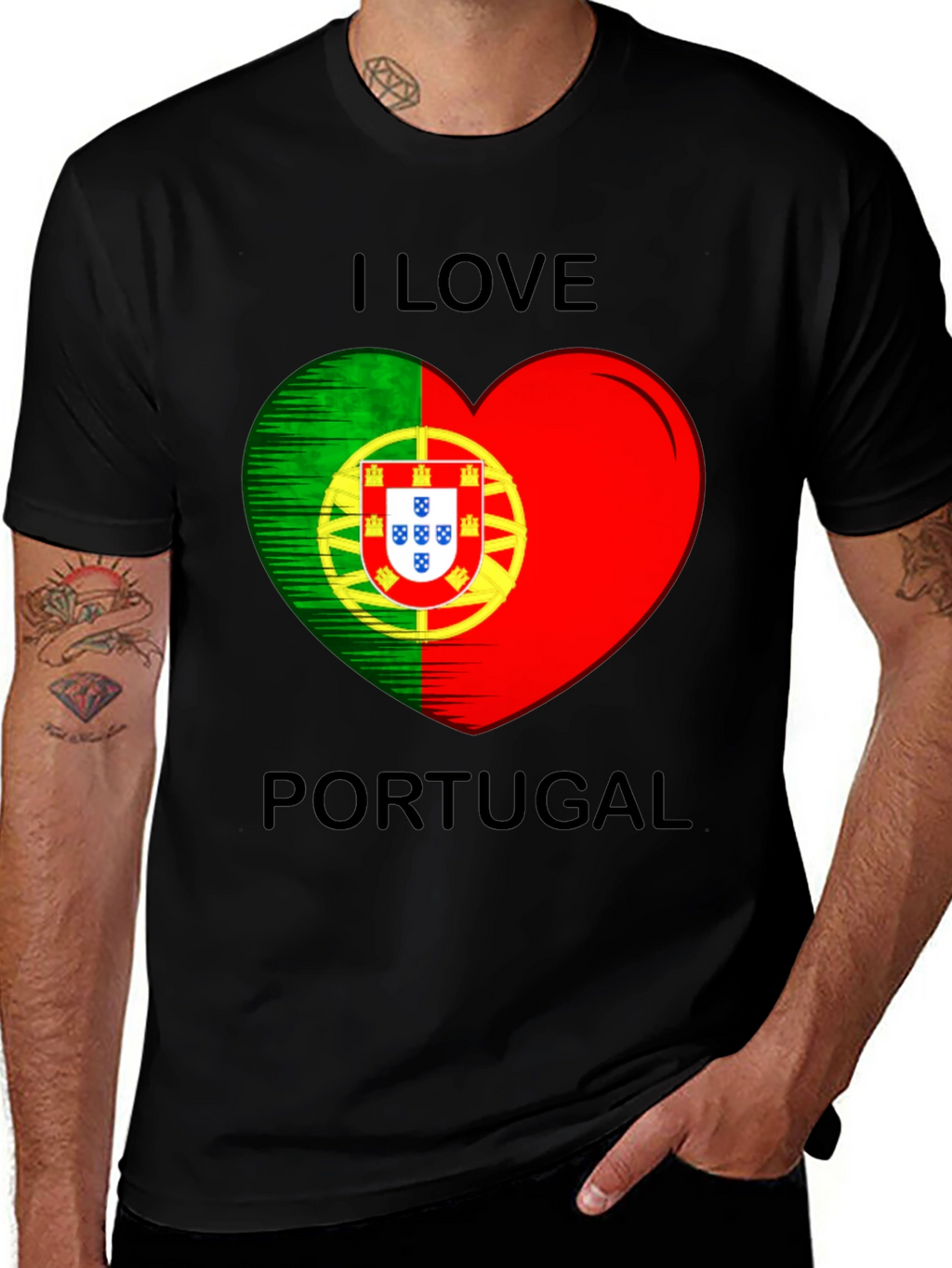I Love Portugal Heart Flag Graphic T-Shirt