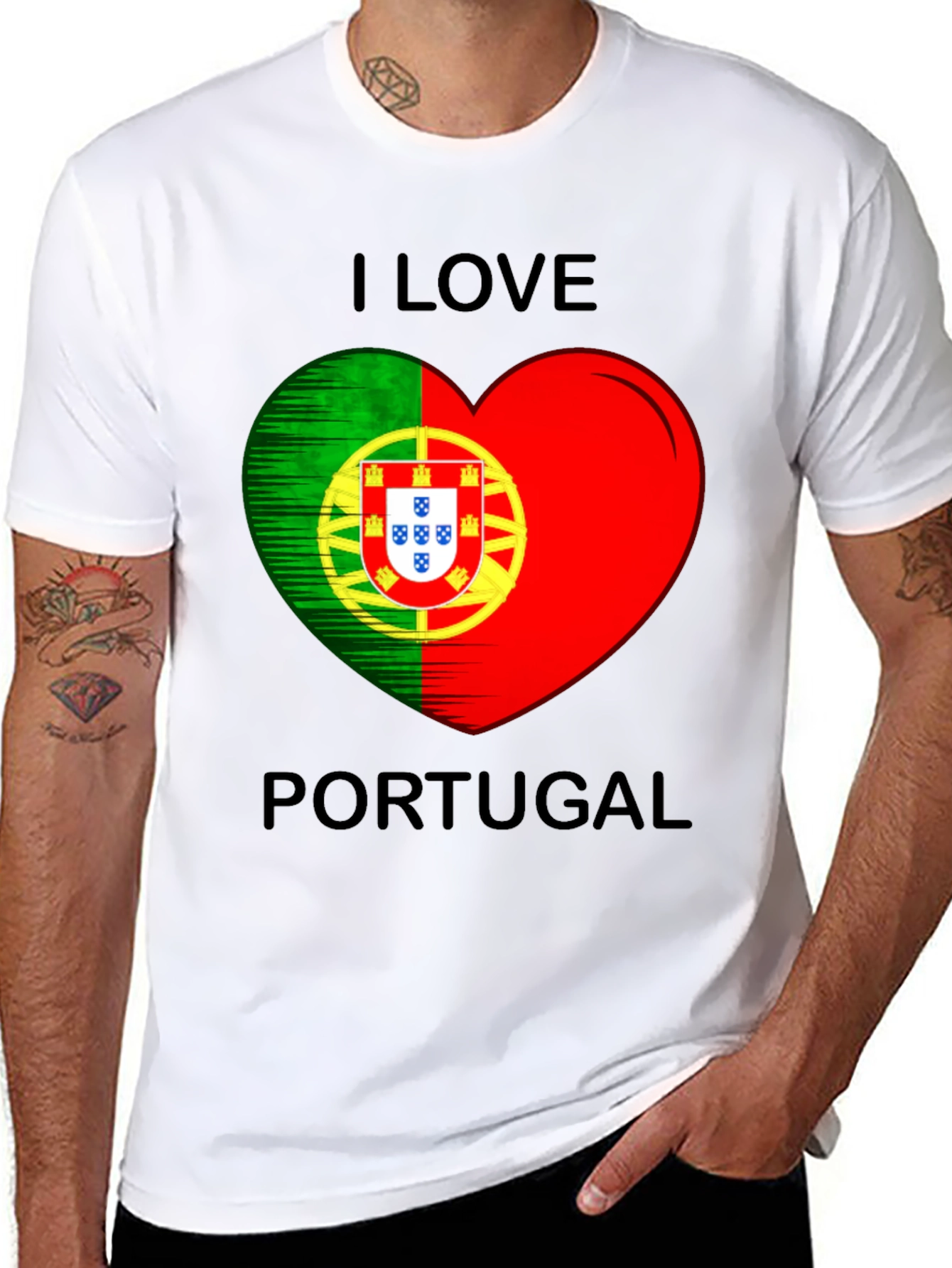 I Love Portugal Heart Flag Graphic T-Shirt