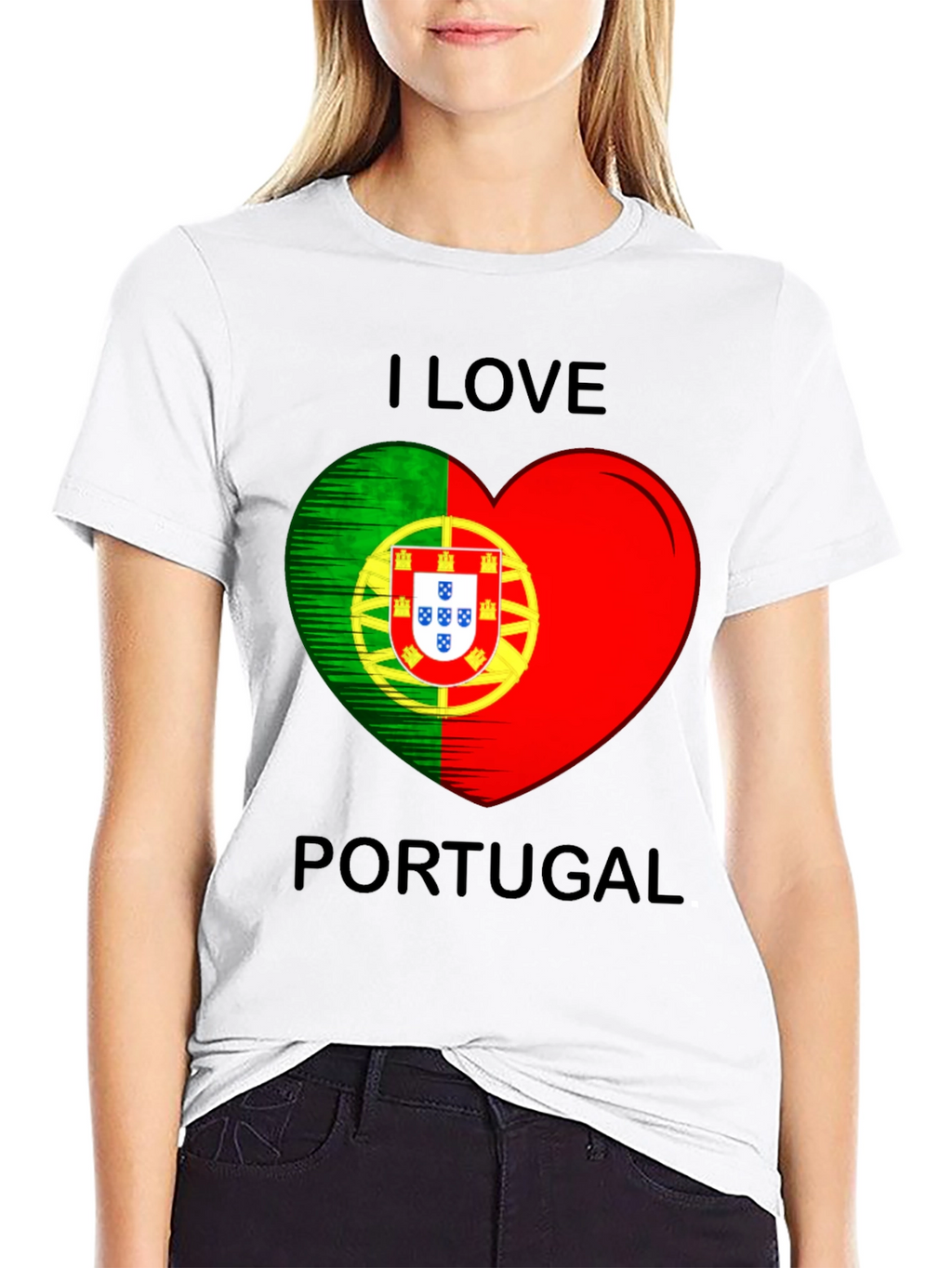 I Love Portugal Heart Flag Graphic T-Shirt