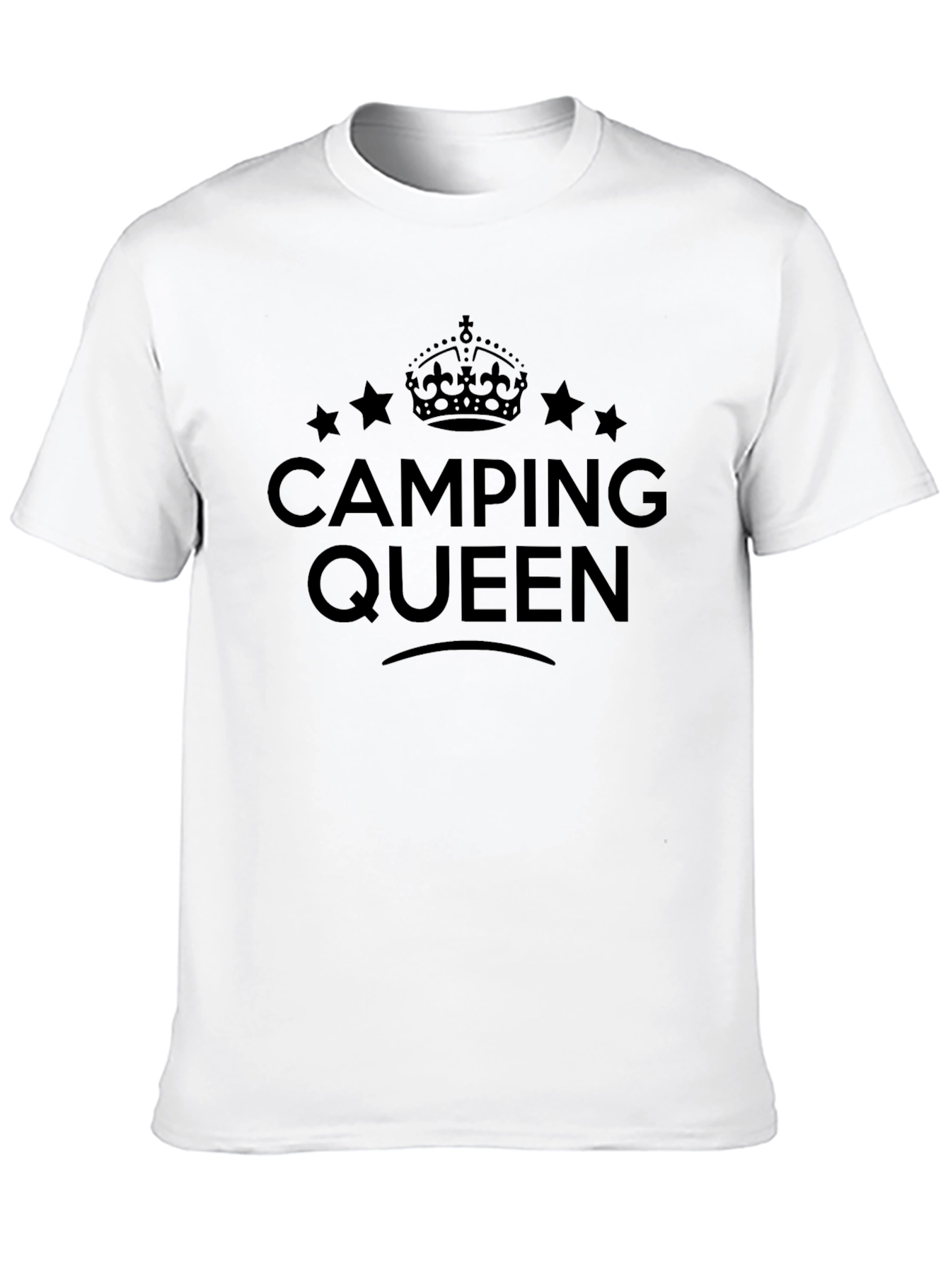 Camping Queen Graphic Tee - Black Crew Neck T-Shirt