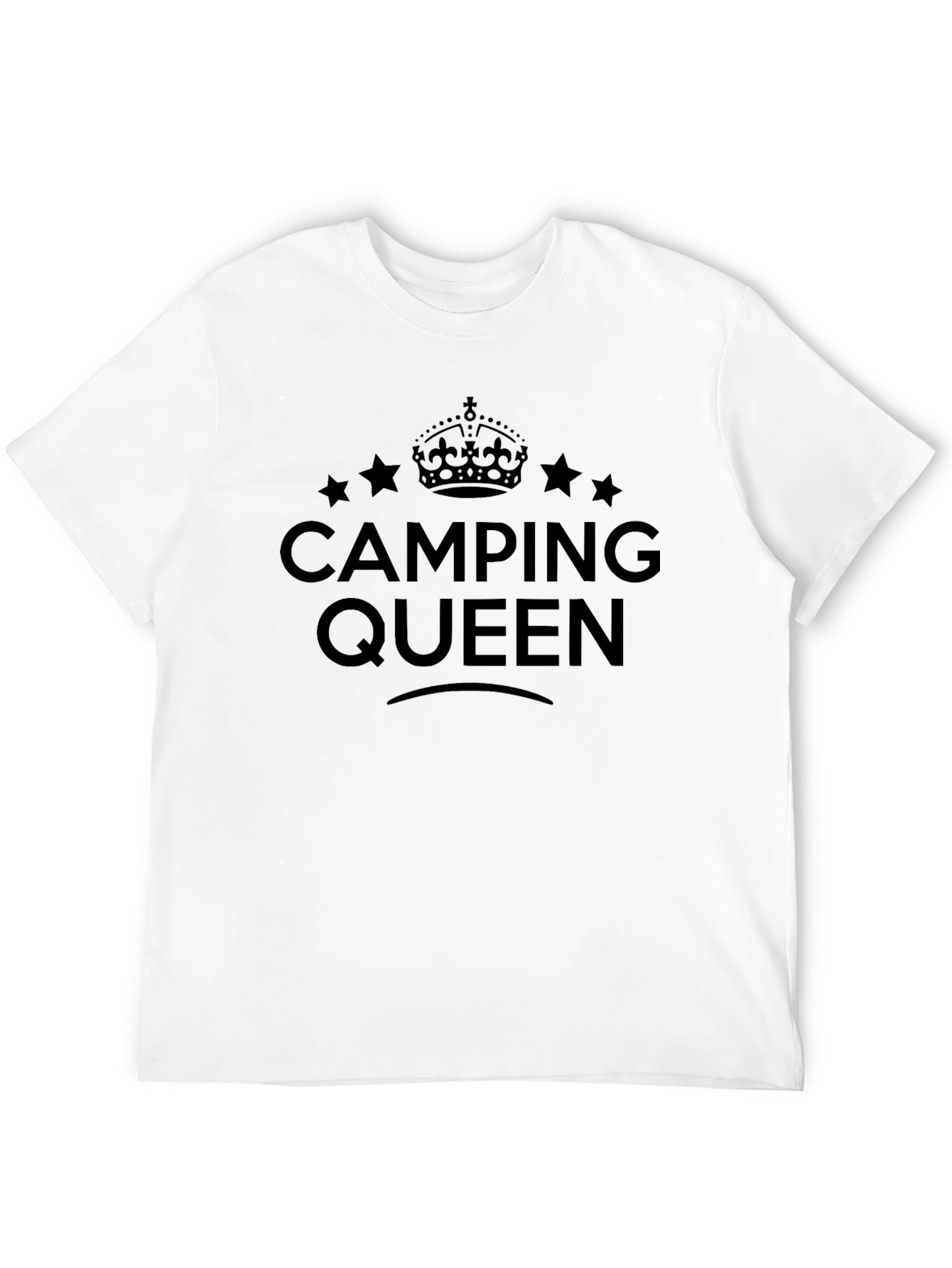 Camping Queen Graphic Tee - Black Crew Neck T-Shirt