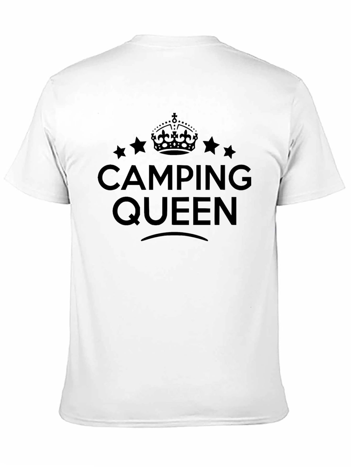 Camping Queen Graphic Tee - Black Crew Neck T-Shirt
