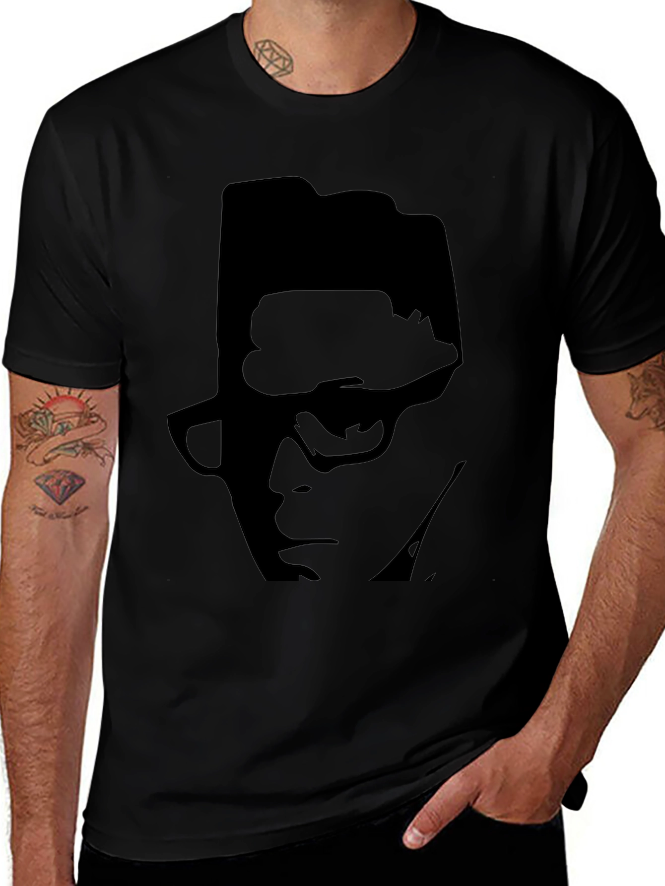 Black T-Shirt with Silhouette Graphic