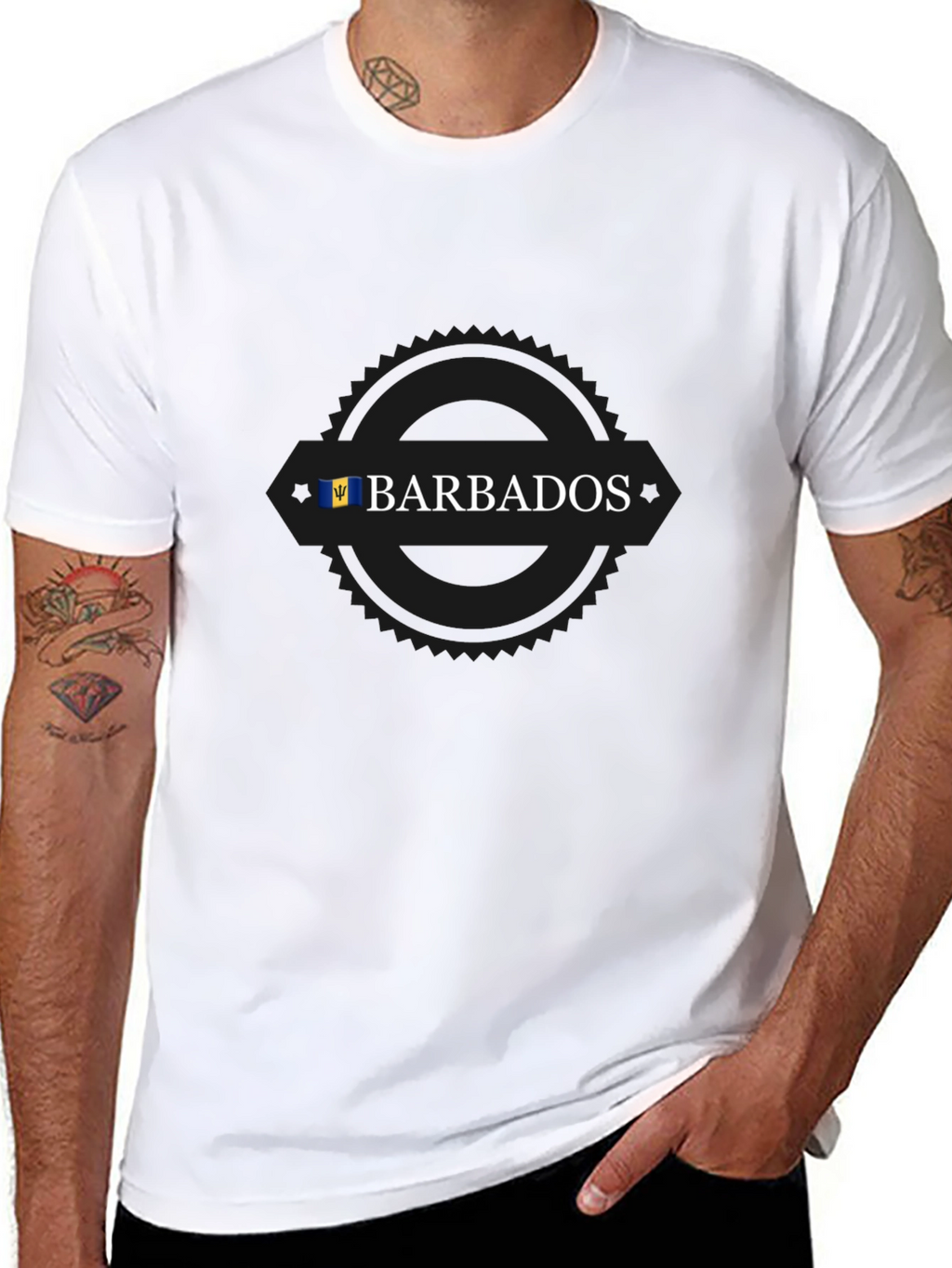 Barbados Flag T-Shirt - Black Short Sleeve Tee