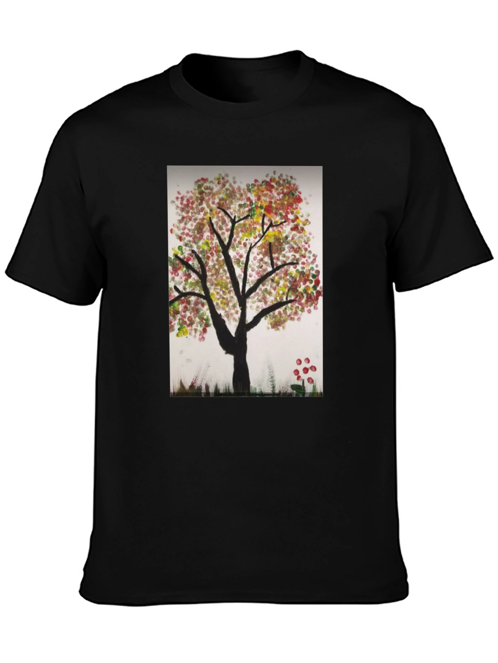 Artistic Autumn Tree Black T-Shirt