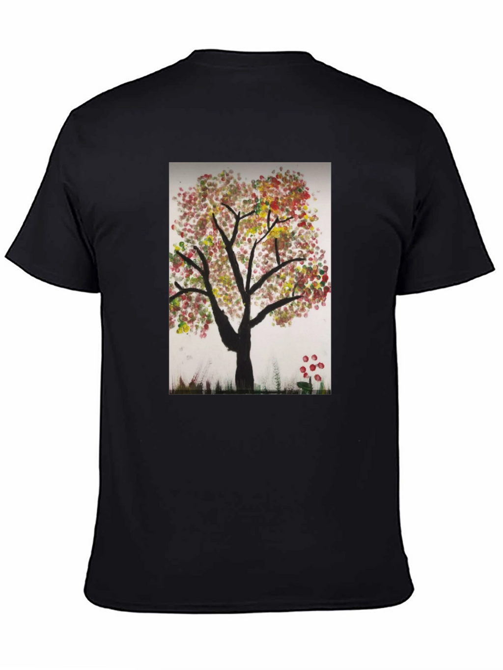 Artistic Autumn Tree Black T-Shirt