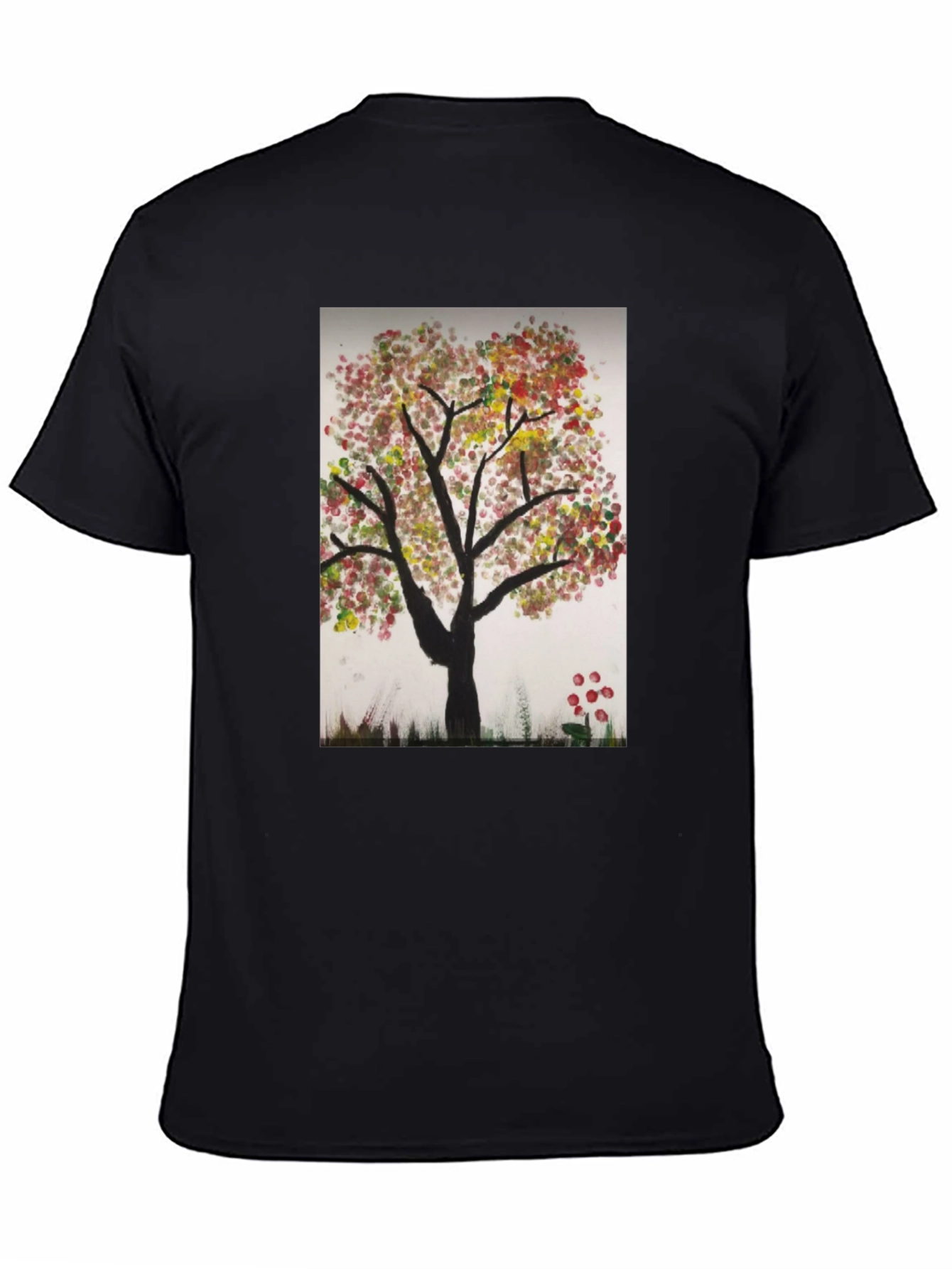 Artistic Autumn Tree Black T-Shirt
