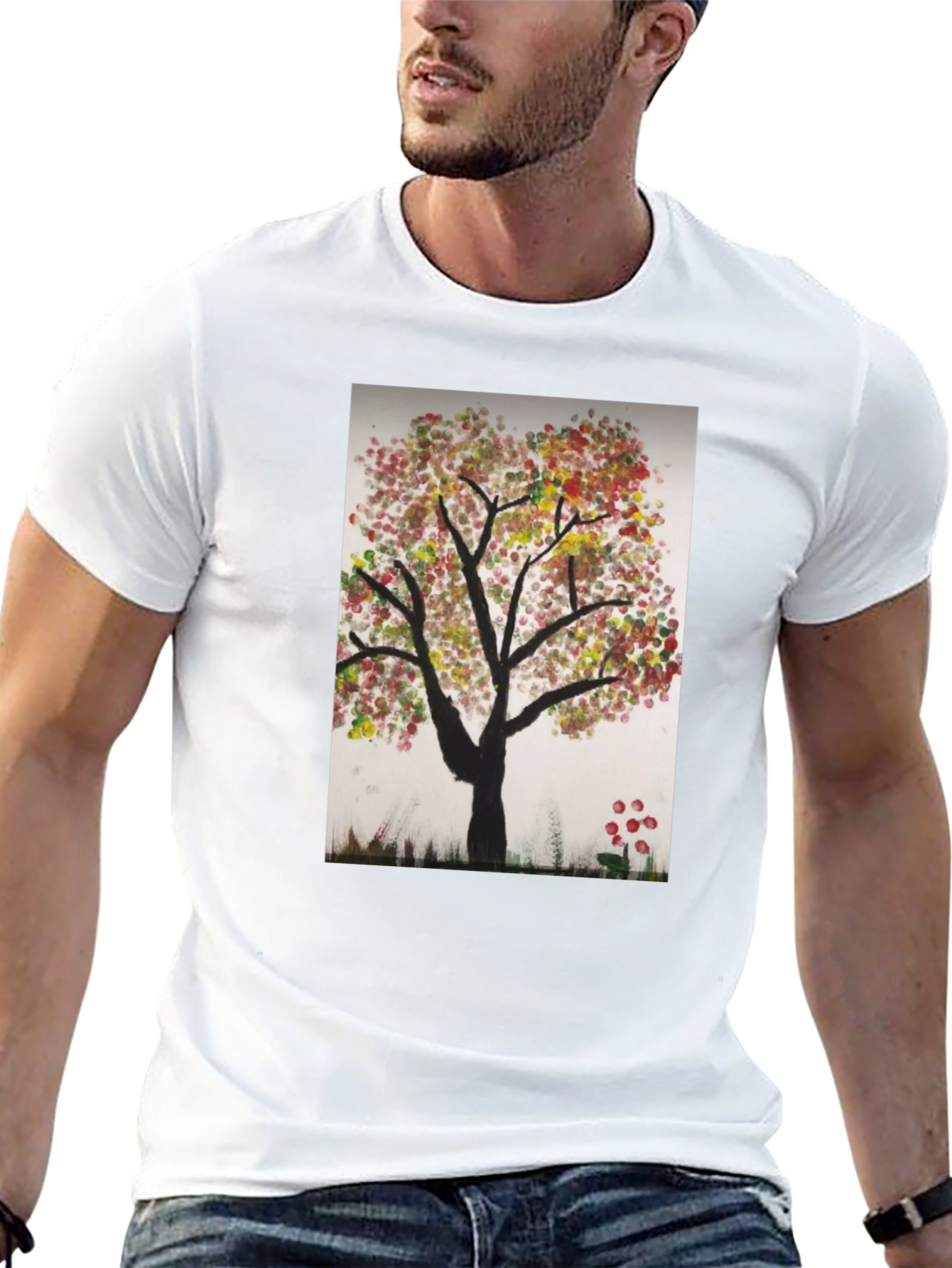 Artistic Autumn Tree Black T-Shirt