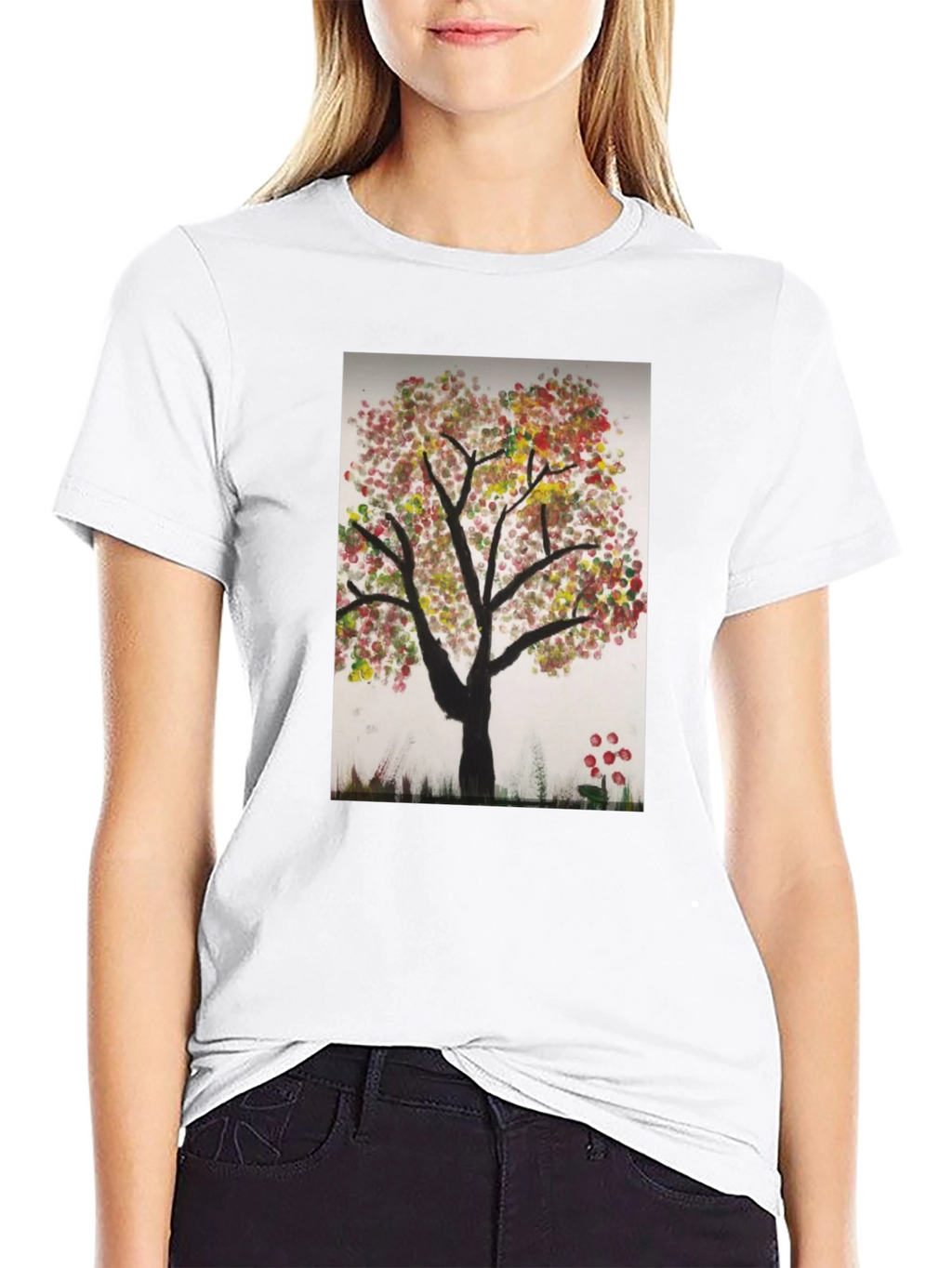 Artistic Autumn Tree Black T-Shirt