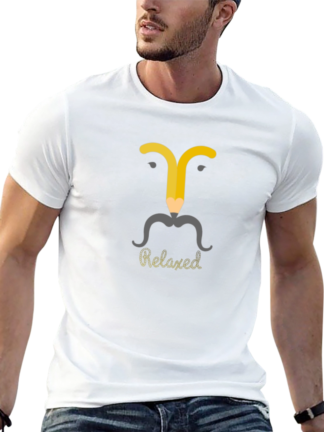 Relaxed Pencil Man Graphic T-Shirt - Modern Casual Wear