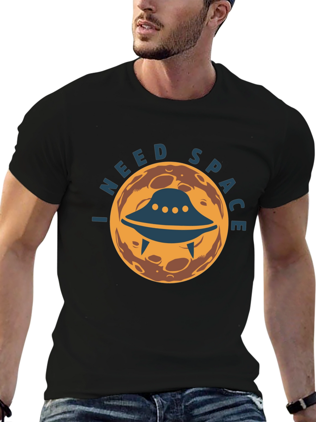 I Need Space Graphic Tee - UFO Alien Design