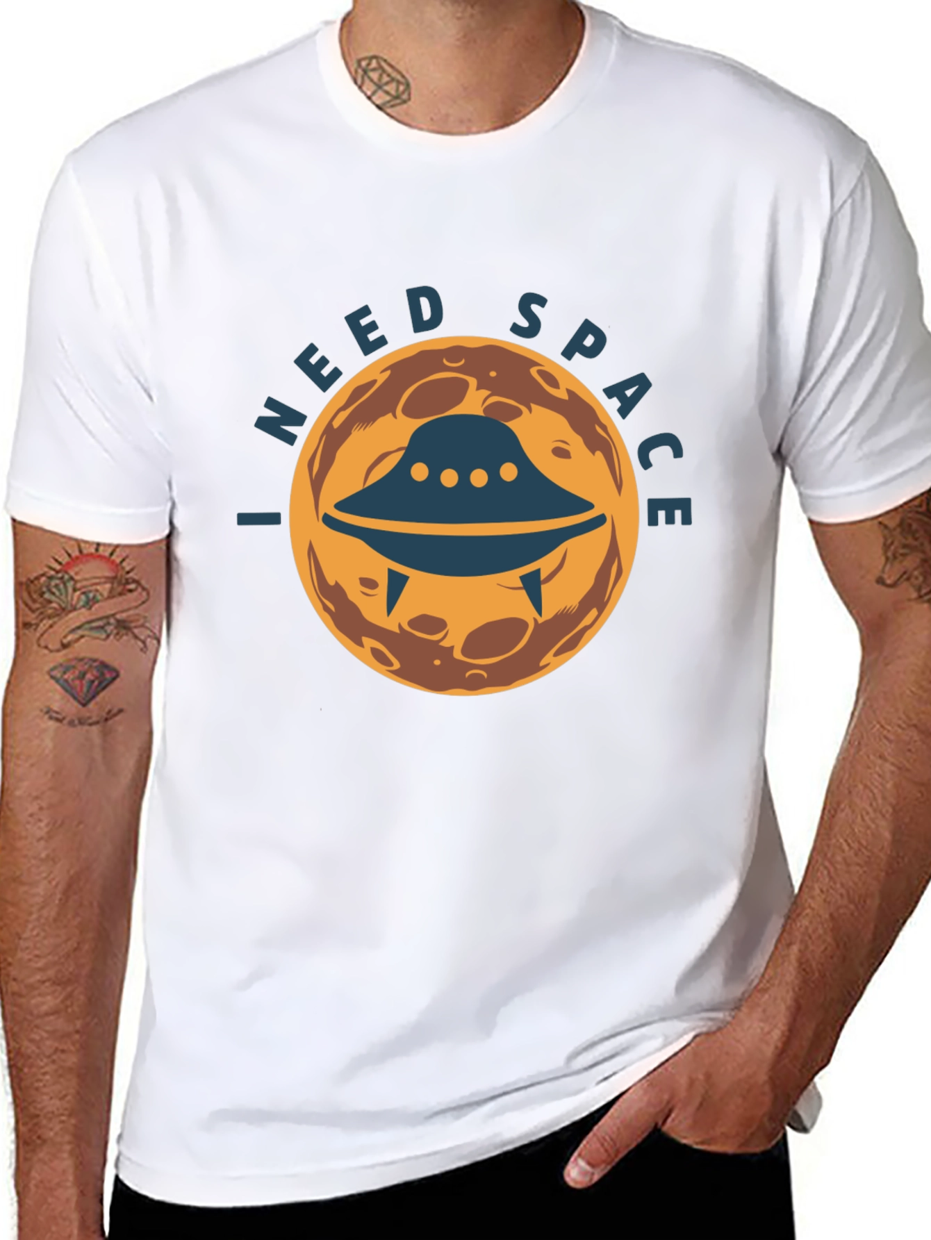 I Need Space Graphic Tee - UFO Alien Design