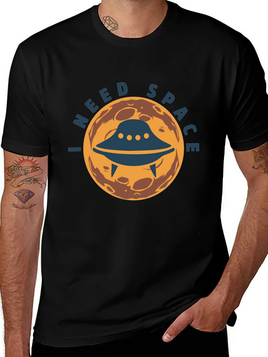 I Need Space Graphic Tee - UFO Alien Design