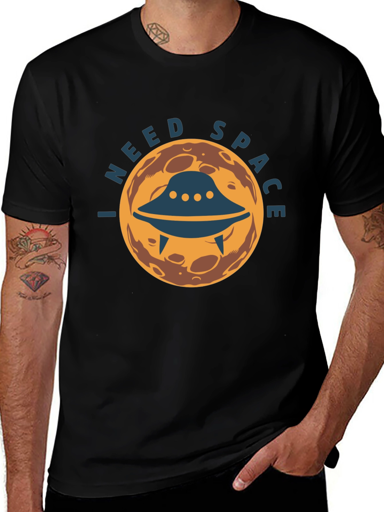 I Need Space Graphic Tee - UFO Alien Design