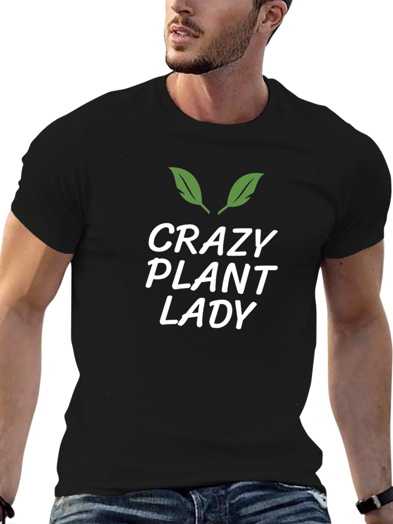 Crazy Plant Lady Graphic Tee - Black Cotton T-Shirt