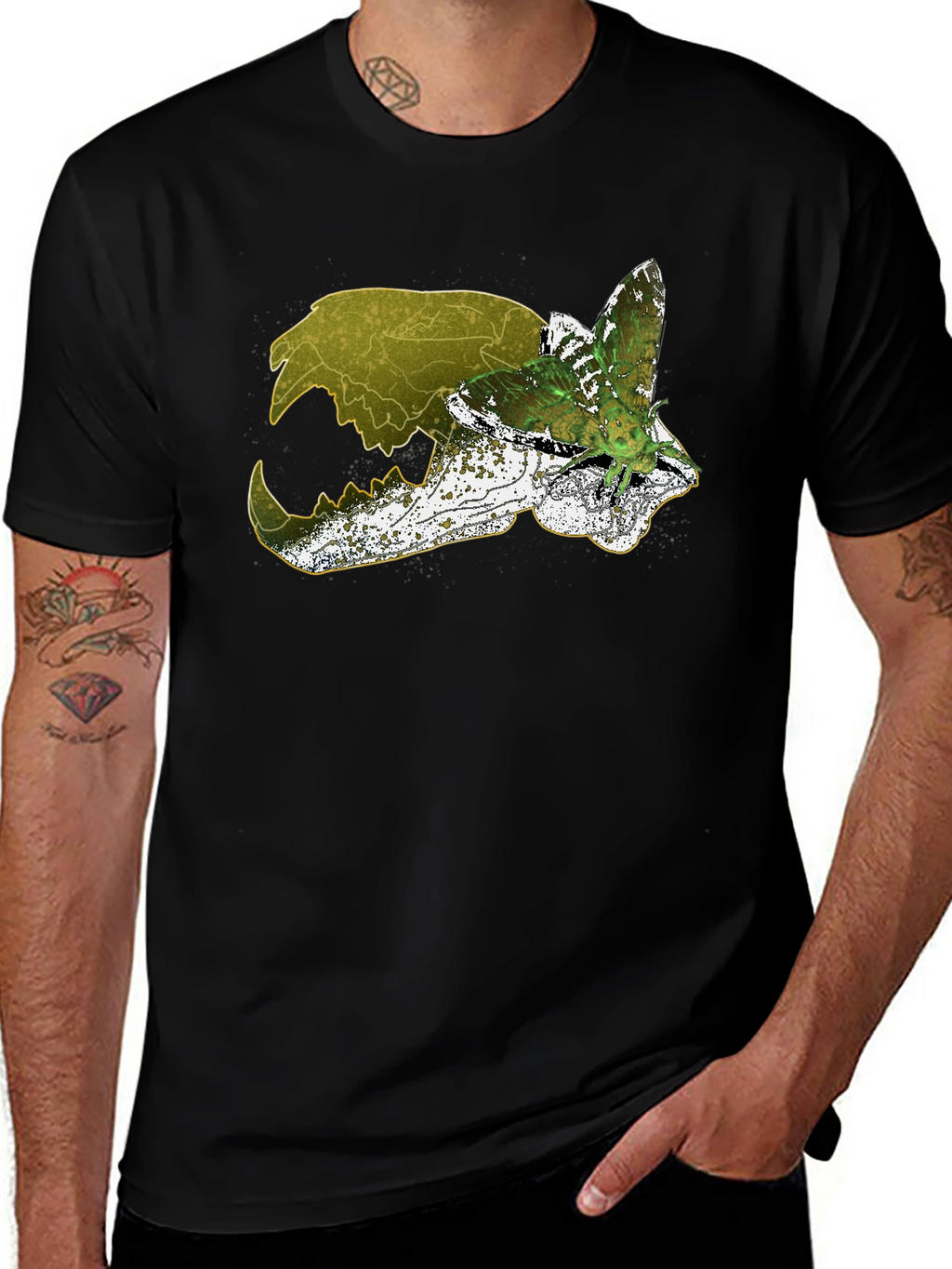 Skull & Moth Graphic Tee - Unique Design