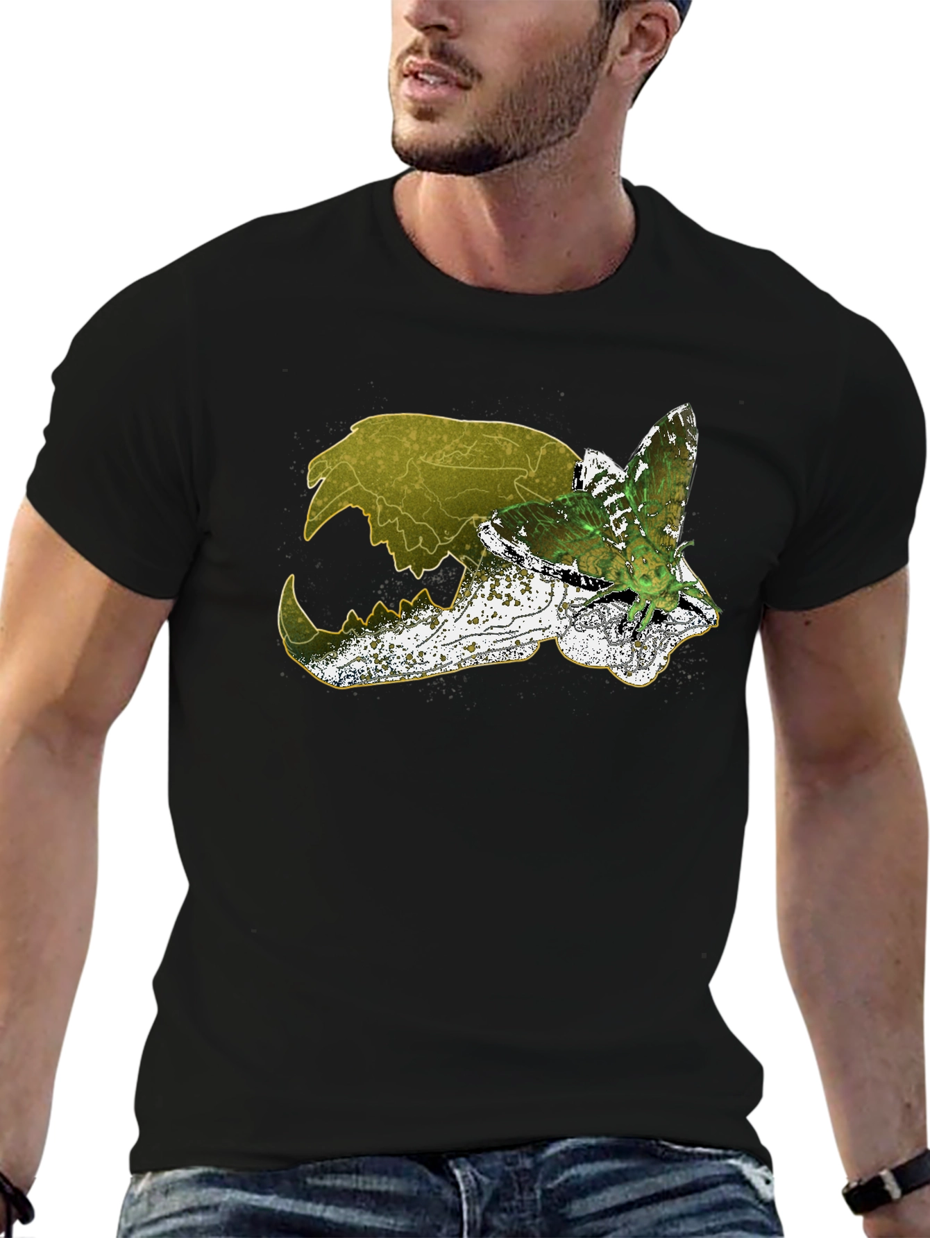 Skull & Moth Graphic Tee - Unique Design