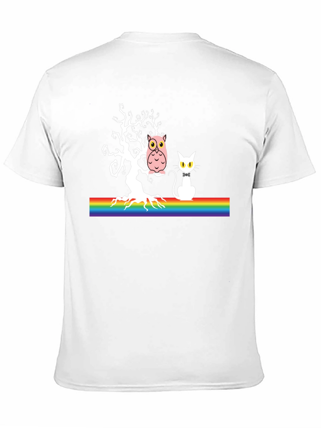 Owl & Cat Rainbow Tree T-Shirt