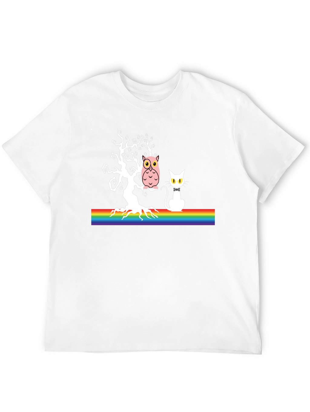 Owl & Cat Rainbow Tree T-Shirt