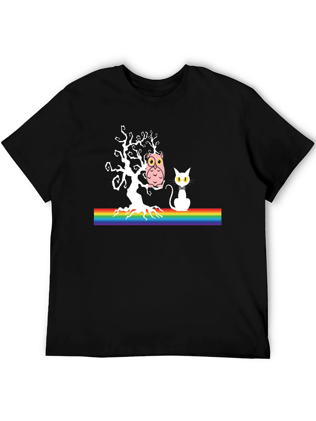 Owl & Cat Rainbow Tree T-Shirt