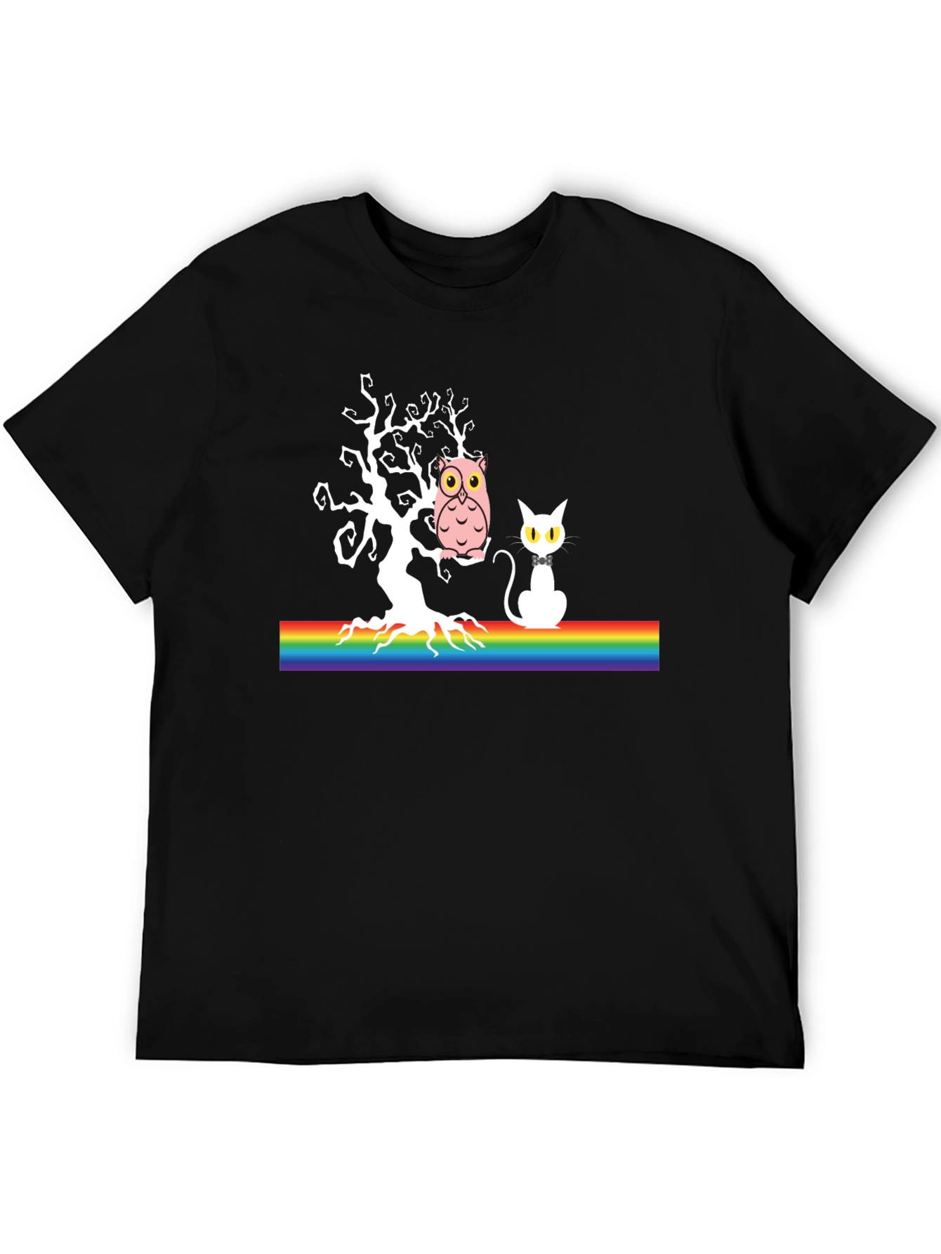 Owl & Cat Rainbow Tree T-Shirt