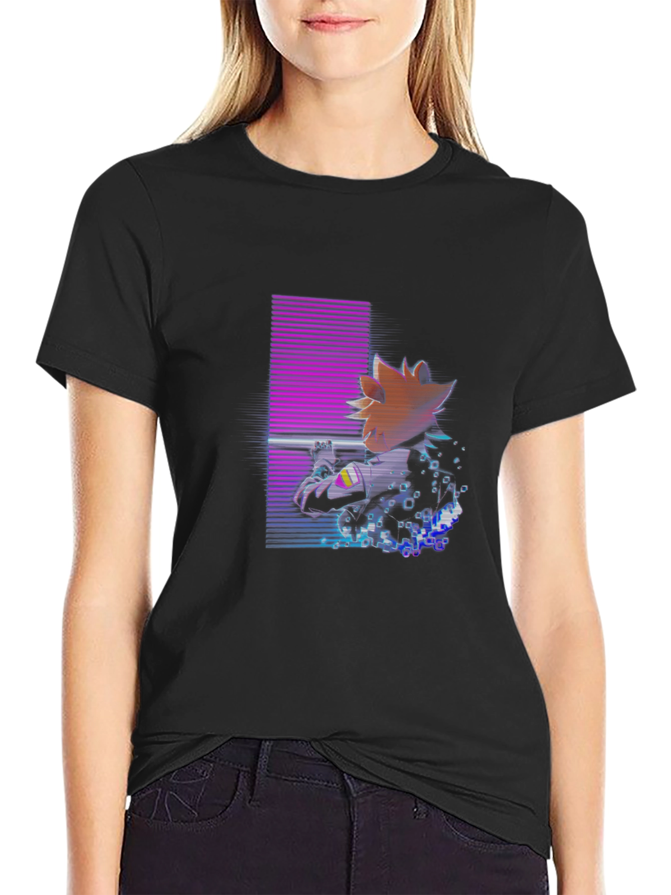 Retro Anime Graphic Black T-Shirt