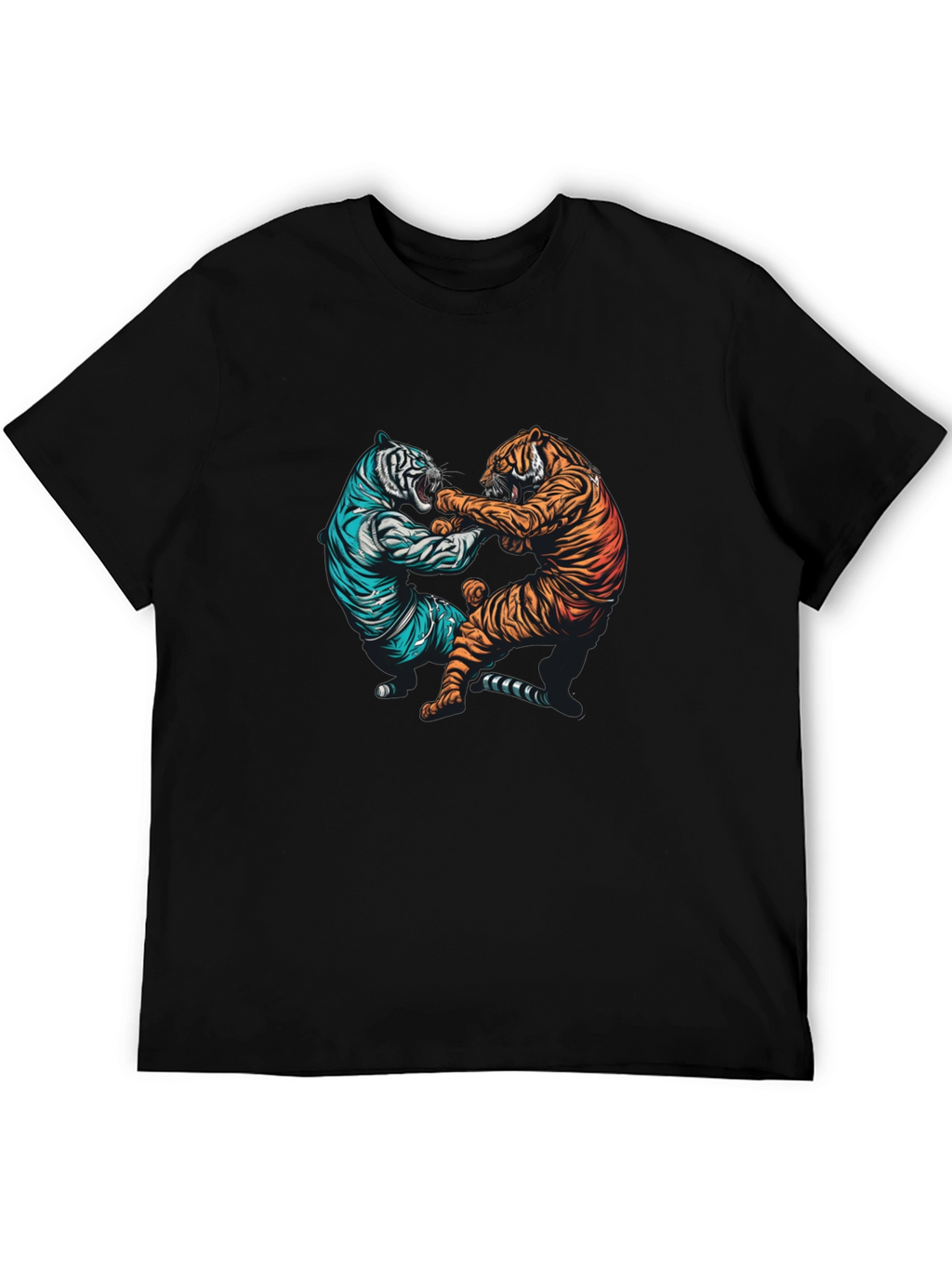 Tiger Fight Graphic Tee - Mens Black T-Shirt