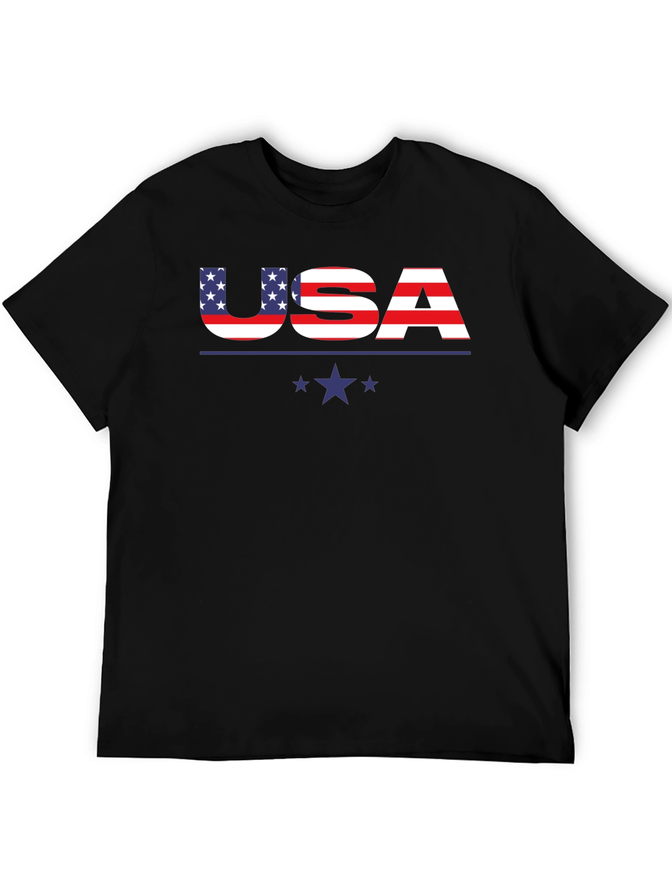 USA Flag Graphic Print Crew Neck T-Shirt