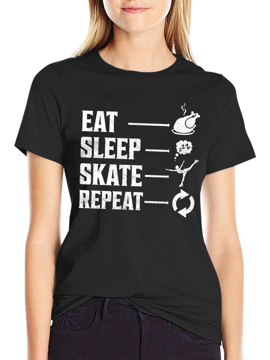 Eat Sleep Skate Repeat Black T-Shirt