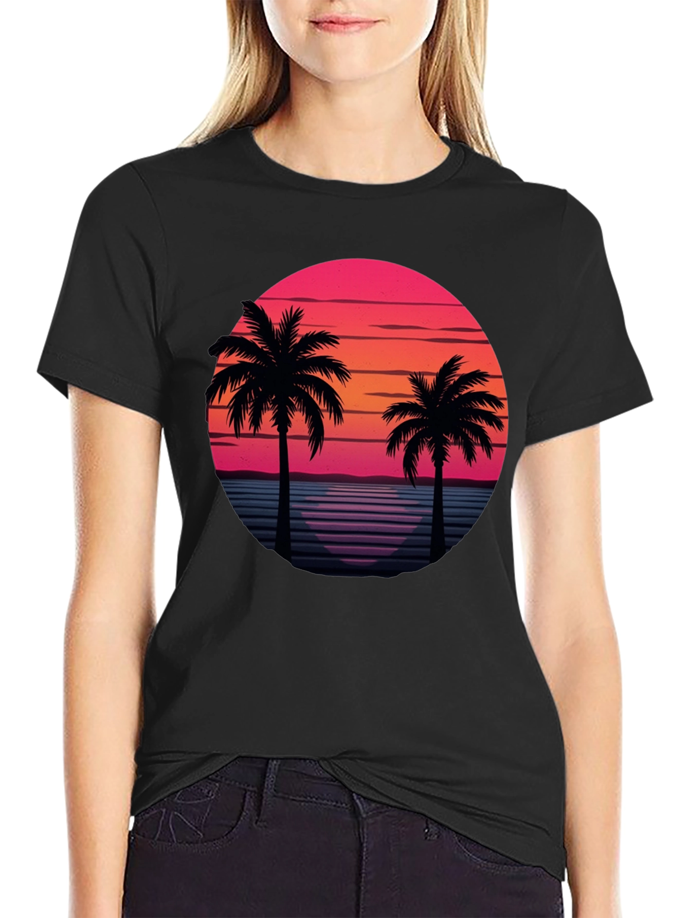 Retro Palm Tree Sunset T-Shirt