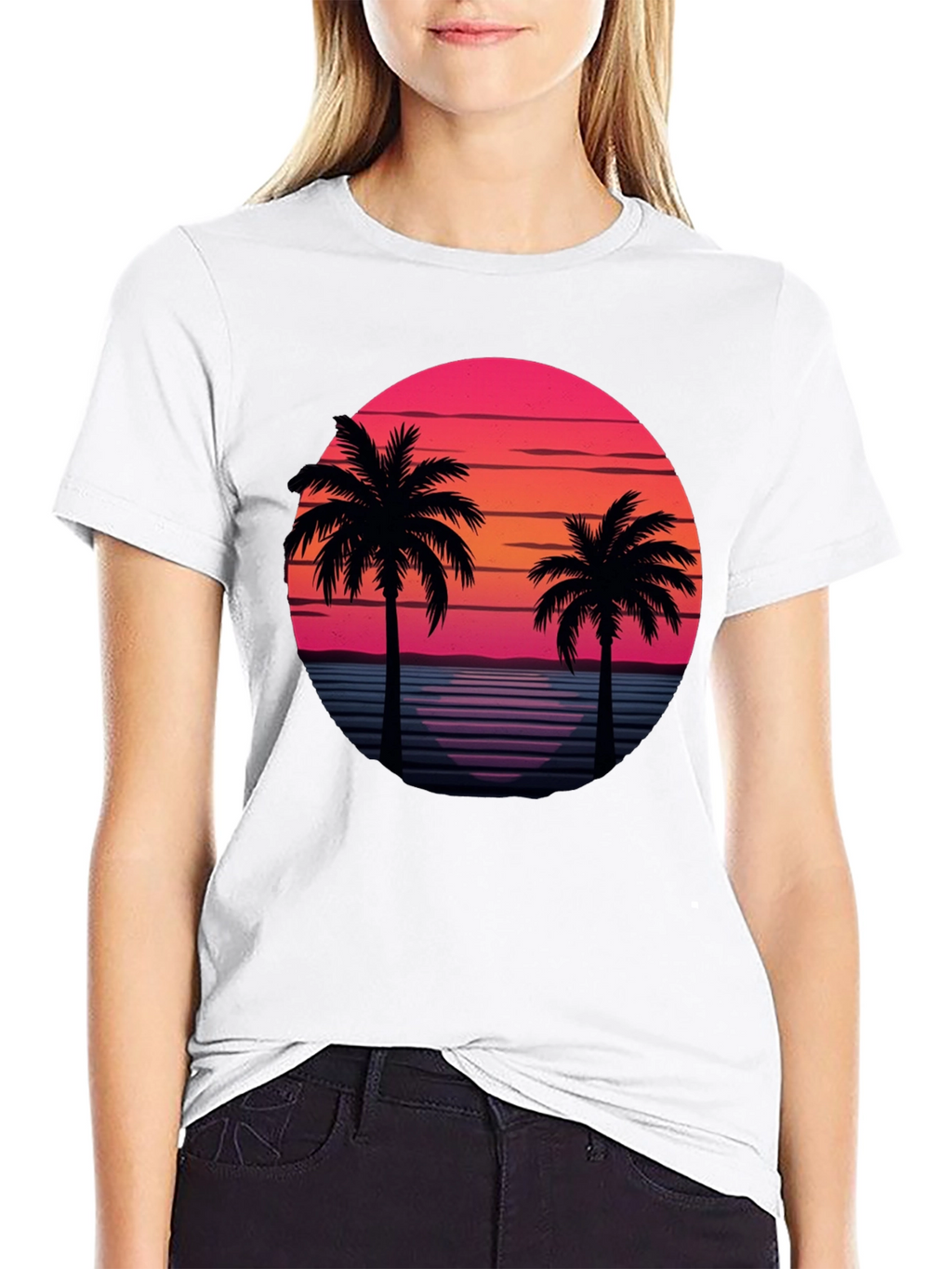 Retro Palm Tree Sunset T-Shirt