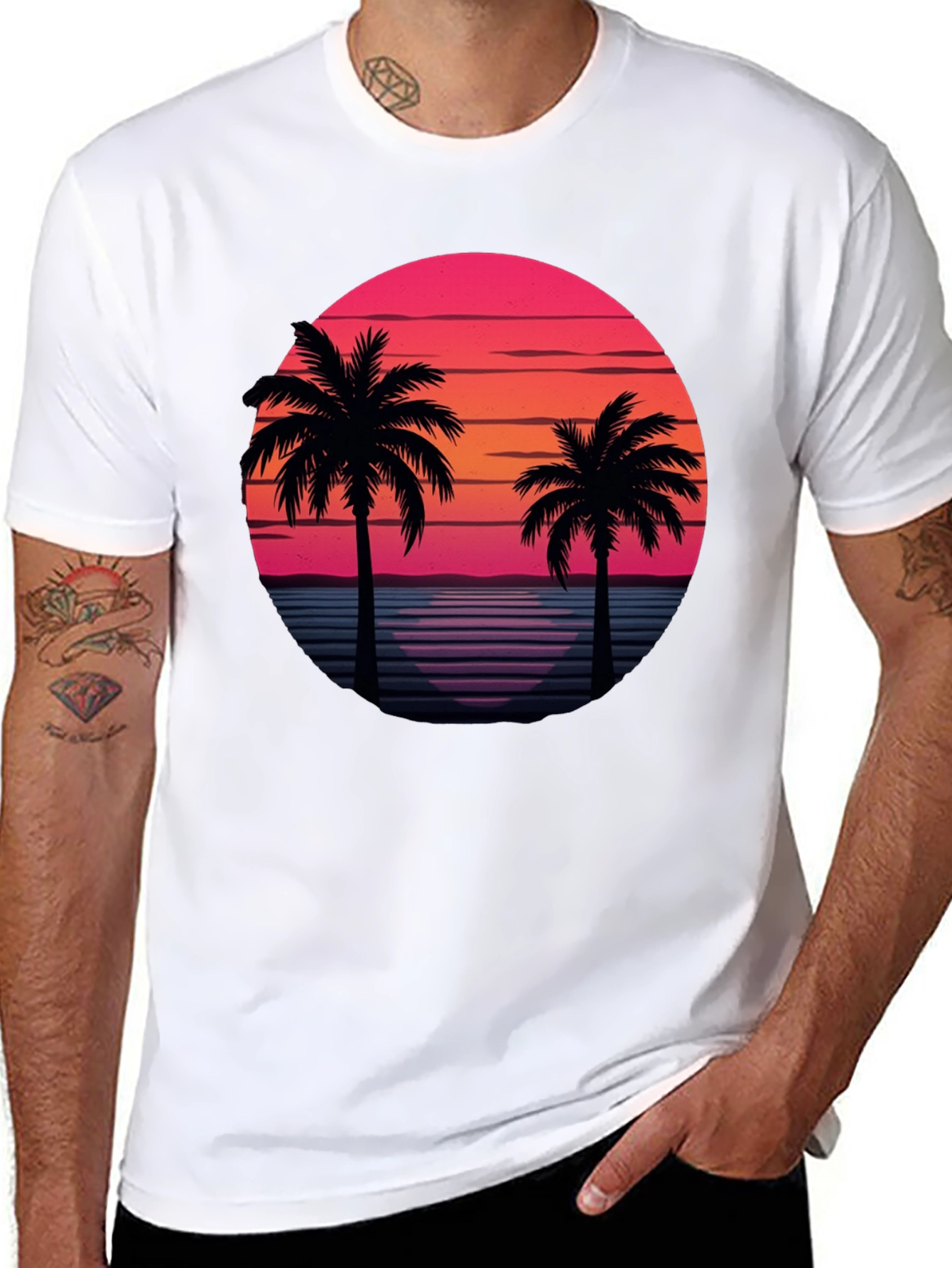 Retro Palm Tree Sunset T-Shirt