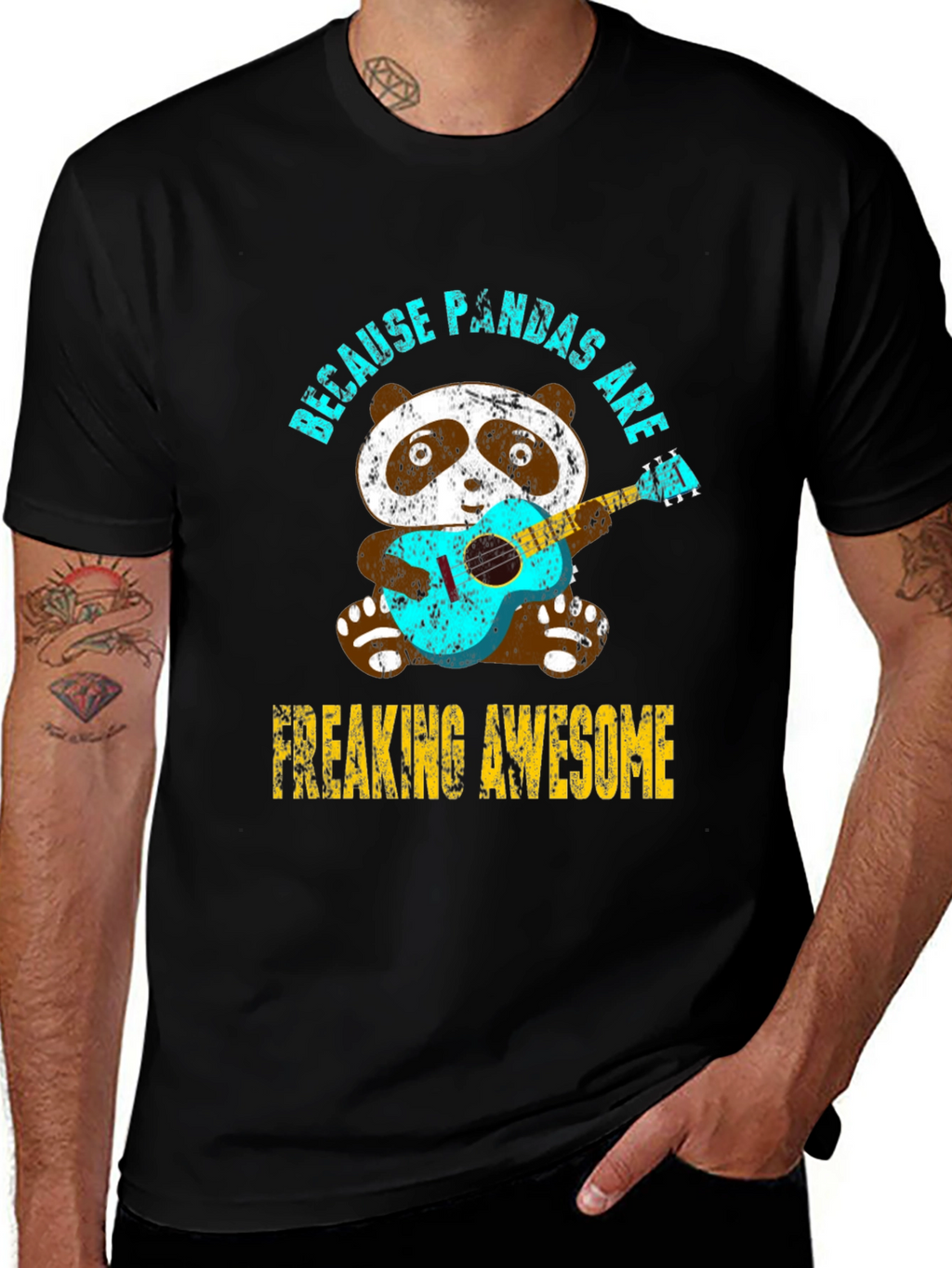 Panda Guitar T-Shirt - Because Pandas Are Awesome Tee