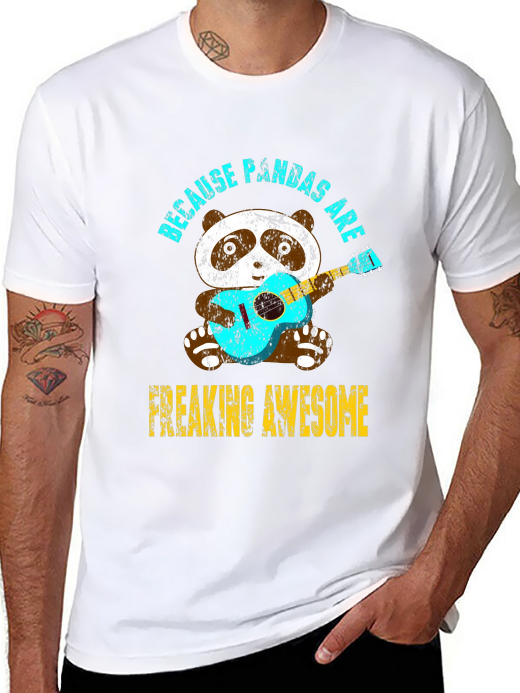 Panda Guitar T-Shirt - Because Pandas Are Awesome Tee