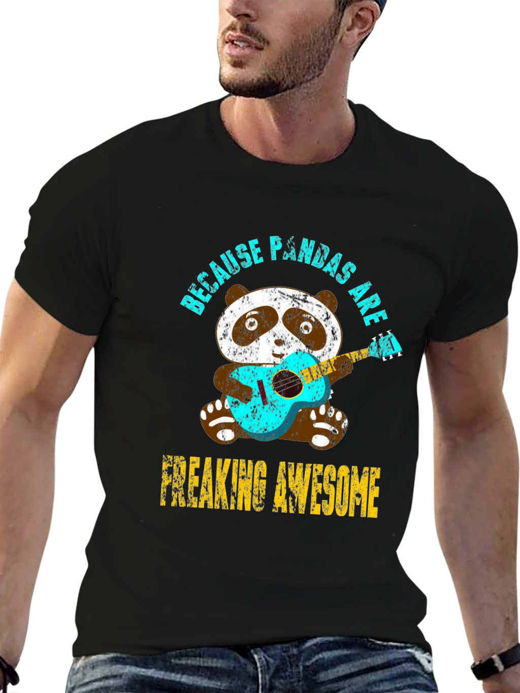 Panda Guitar T-Shirt - Because Pandas Are Awesome Tee