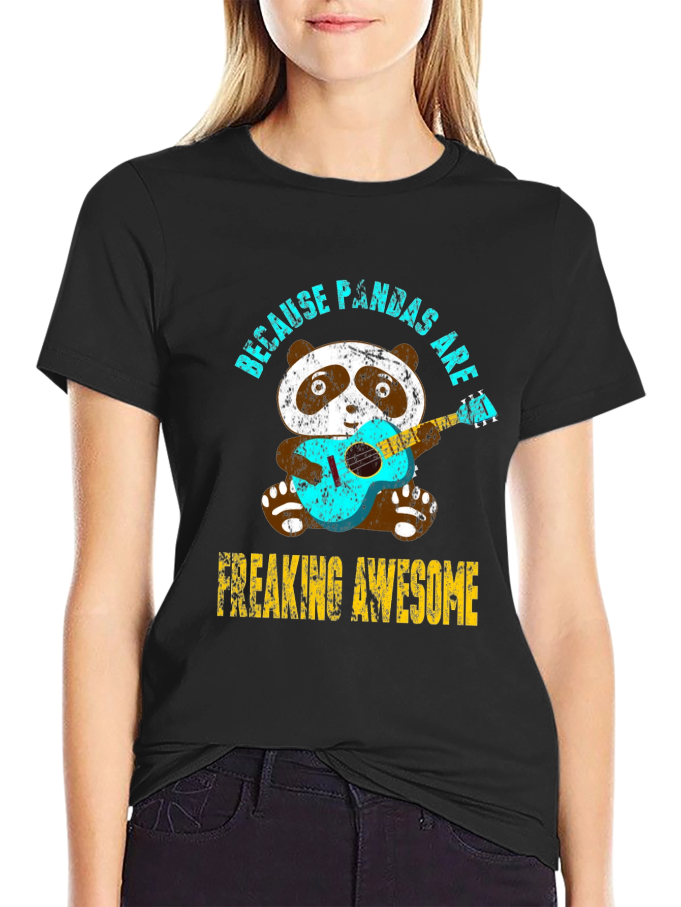 Panda Guitar T-Shirt - Because Pandas Are Awesome Tee