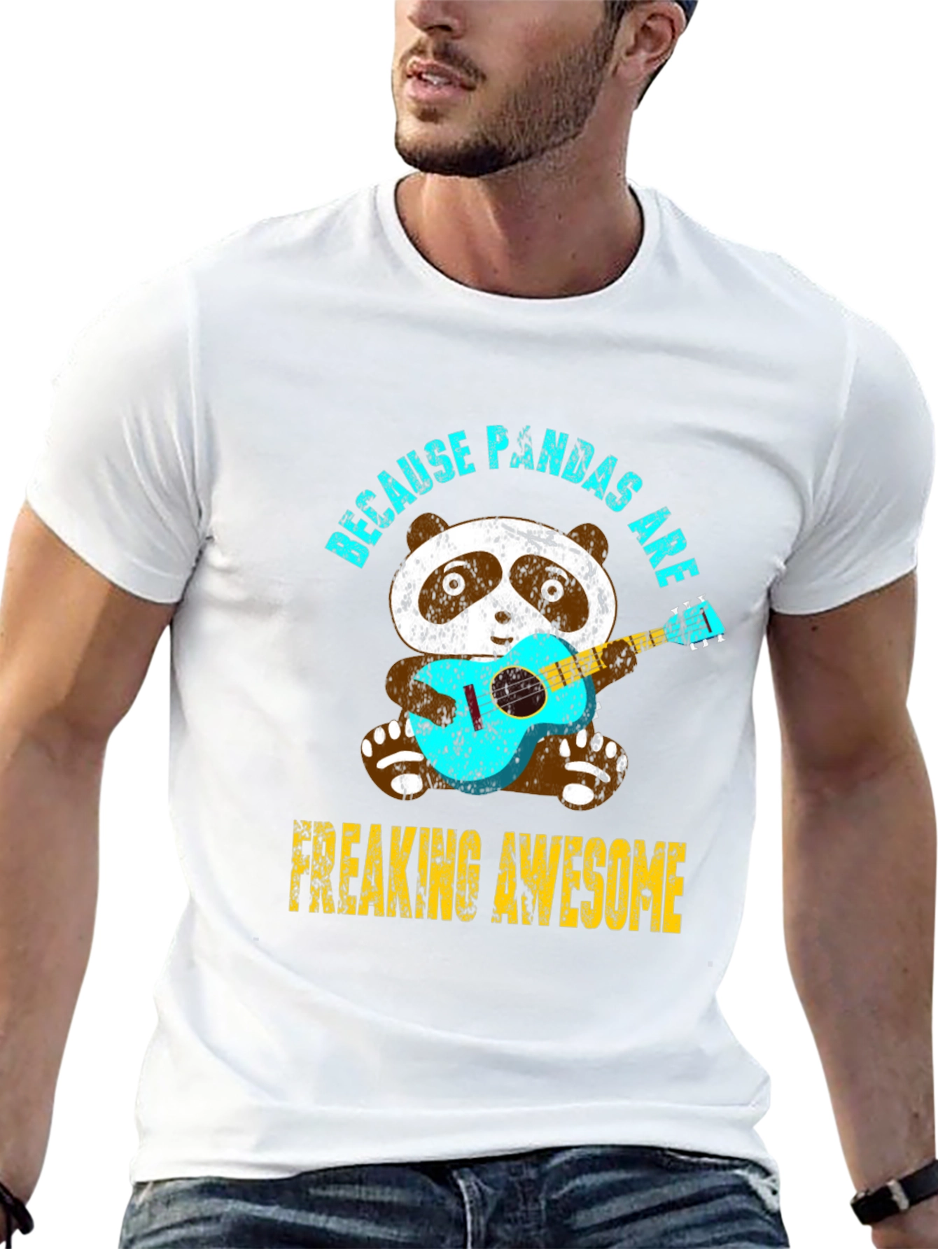 Panda Guitar T-Shirt - Because Pandas Are Awesome Tee