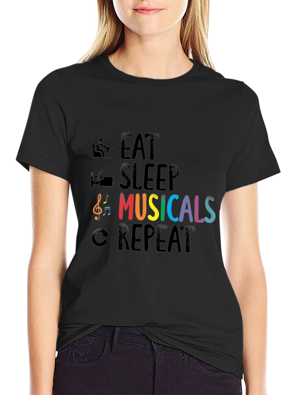 Eat Sleep Musicals Repeat T-Shirt - Music Lover Tee